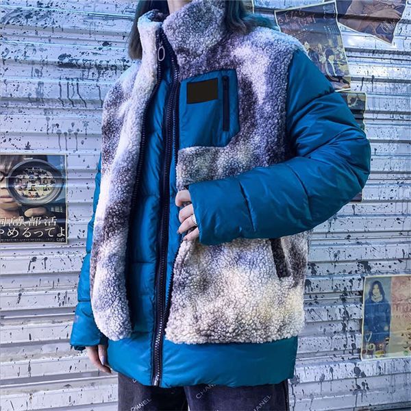 

winter new fleece down stitching camouflag cotton jacket men and women couple fashion warm gore-tex technology jacket 3 colors size m-3xl, Black