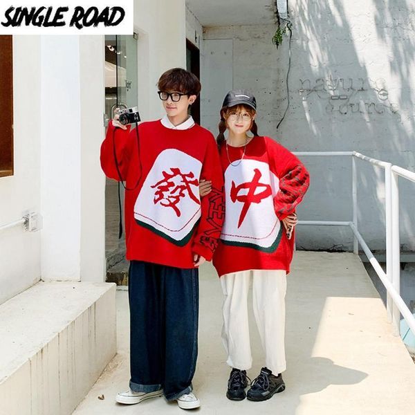 

singleroad mens knitted sweater men 2020 winter harajuku jumper couple korean oversized chinese hip hop pullover sweaters men1, White;black