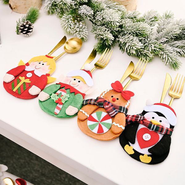 

christmas decorations creative cartoon knives forks cover bag tableware holders pockets xmas party table home decor supplies