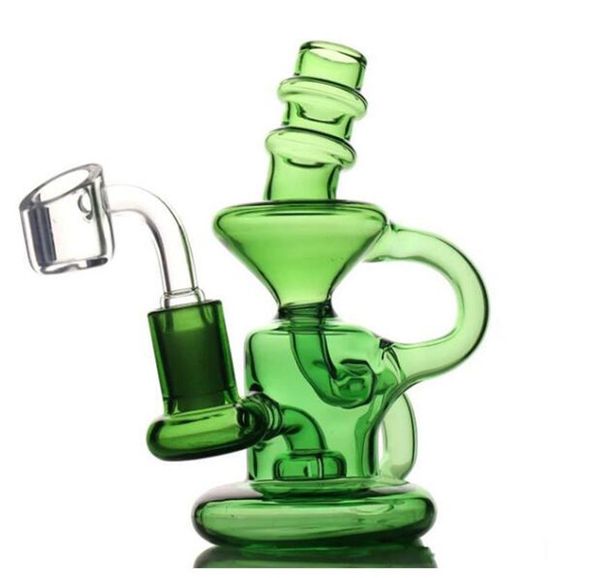 5.5 ins Small Bong Recycler Oil Rigs Narghilè Beaker Bong d'acqua Dab Smoke Pipe Wax Ashcatcher portatile dab rig con banger da 14 mm