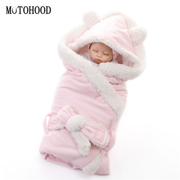 MOTOHOOD Winter Jungen Mädchen Wrap Doppelschicht Fleece Swaddle Schlafsack Für Neugeborene Baby Bettwäsche Decke Kind 201111
