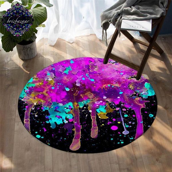 

pink splatter by brizbazaar round carpet splashing watercolor area rugs colorful paintings floor matÂ black non-slip alfombra1