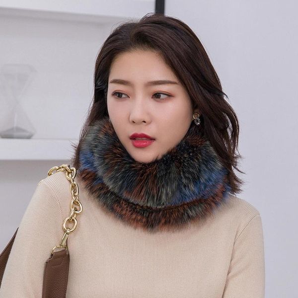 

winter fur scarf headband real fur warm neckerchief elastic fluffy soft white coffee, Blue;gray