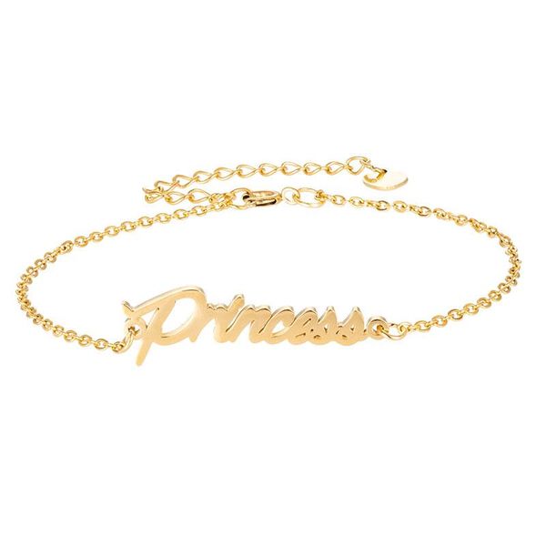 

name " princess " bracelet chain anklet for women girl pulseira masculina handwriting words friends her gift, Black