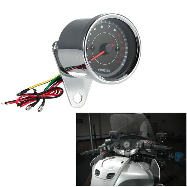 

12v universal motorcycle tachometer meter led backlight 13k rpm shift