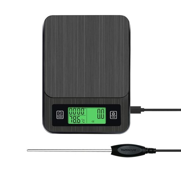 

portable multi-function led timer electronic digital drip coffee scale with temperature measuring probe