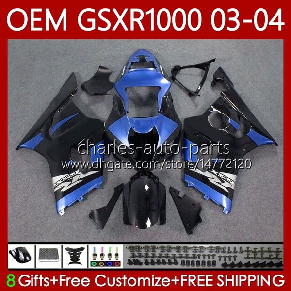 100% Fit OEM Bodywork para Suzuki GSX-R1000 1000CC K3 03-04 Blue Black Feeding 67No.165 GSXR 1000 CC GSXR1000 03 04 GSXR-1000 K 3 GSX R1000 2003 2004 Óleo de molde de injeção