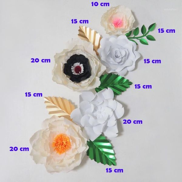 

2021 giant crepe paper flowers artificial flores artificiale 5pcs+ 5 leaves for wedding & event backdrop baby nursery mix1