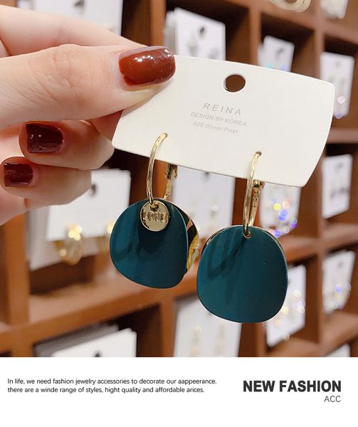 

2021 temperament sequin female s925 silver pin 14k white fungus personality simple long leaf tassel luxury fashion earring ing, Golden;silver