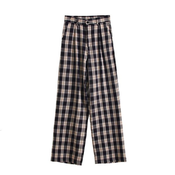 

2021 chess women's straight new spring and you'll see retro casual high thin waist draping fashion street pants fn4y, Black;white