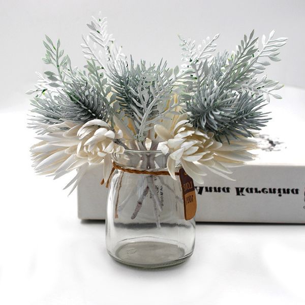 

2021 decoration diy pine fake scrapbook craft christmas white home 1pc xmas artificial bouquet mini flowers wedding corsage new