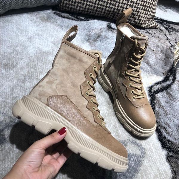 

martin boots with thick sole leather for autumn / winter 2020, Black