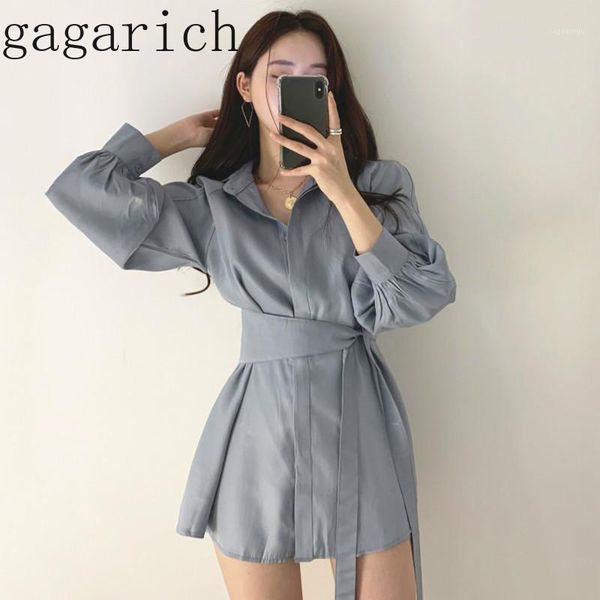 

gagarich women korean spring retro solid fold-down collar bandage cloth long-sleeved shirt high-waisted casual shorts suit1, White