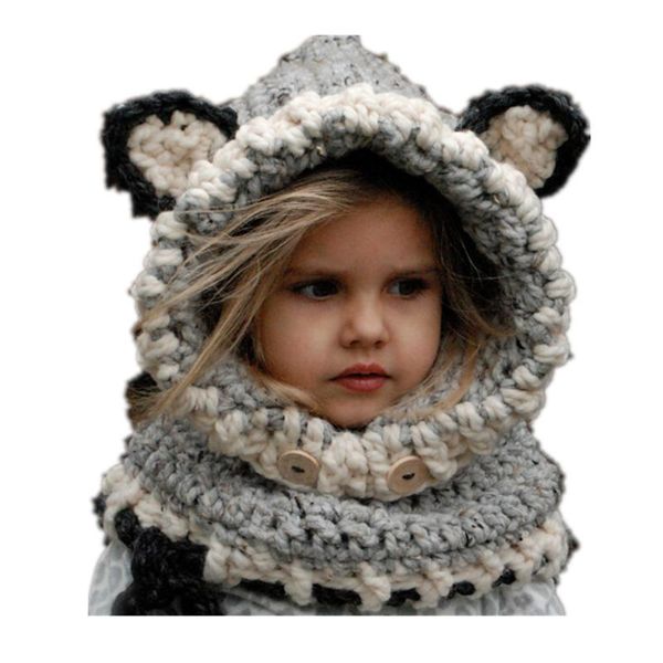 

дети мультфильм животных медведь мягкие skullies шапочки шапки шали шарф set теплая вязаная bonnet cap девочки мальчики рождественский подар