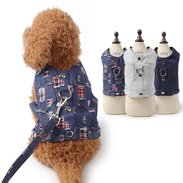 

no small adjustable leash d ring for vest durable set denim lead pull pet jacket puppy with step in dog cat harness jean bbyfax bwkf