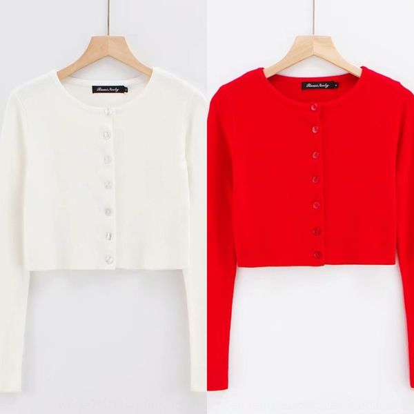 

xrj35 korean slim autumn 2019 new solid color coatearly fit short knitted open button long sleeve pmpkh cardigan, White;black