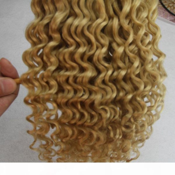 

blonde brazilian hair kinky curly human hair bundles 100g 1pcs blonde hair weave non-remy weaving, Black