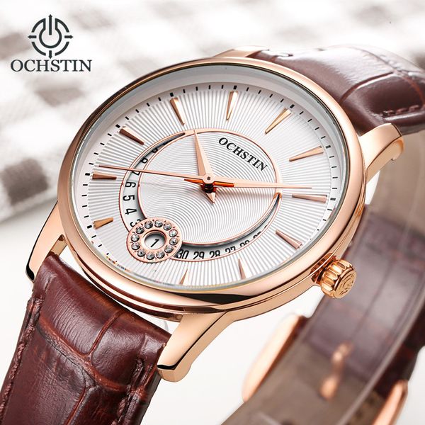 

ochstin rose gold watch women quartz watches ladies brand luxury female wrist watch clock leather business relogio feminino cx200723, Slivery;brown