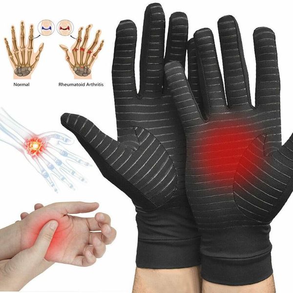 

five fingers gloves arthritis copper compression finger therapy anti pain relief hands uk, Blue;gray