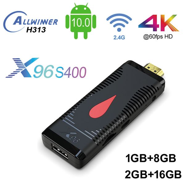 

android 10.0 smart tv stick 2gb 16gb x96 s400 allwinner h313 quad core rtl8189 2.4g wifi 1080p android10 tv dongle home movie