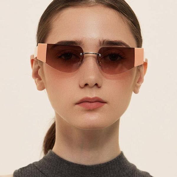 

sunglasses qpeclou 2021 vintage small cat eye women fashion brand designer rimless cateye frame sun glasses female shades, White;black