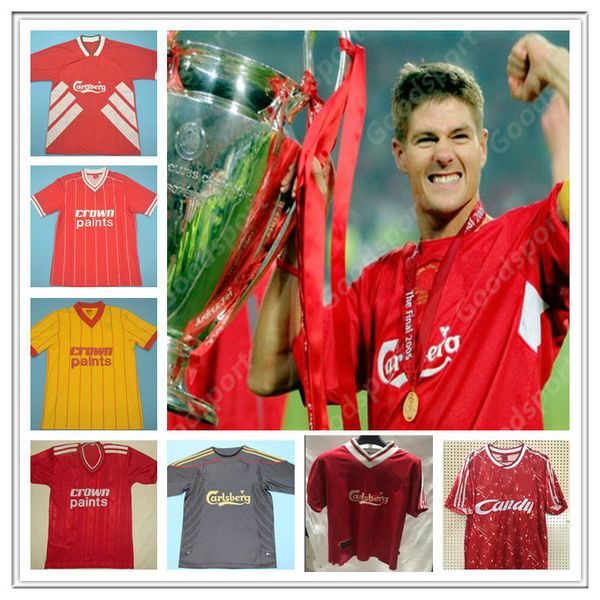 

retro gerrard 04 05 85 86 89 90 91 96 94 11 12 jersey soccer football alonso d.cisse baros luis garcia vintage riise calcio classic, Black;yellow
