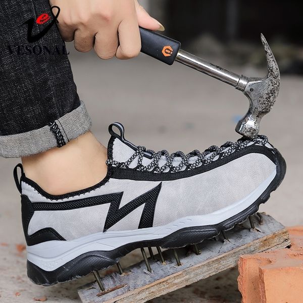 

safety shoes men work boots sneakers for male indestructible safty with steel toe cap saftey construction anti-smashing outdoor, Black