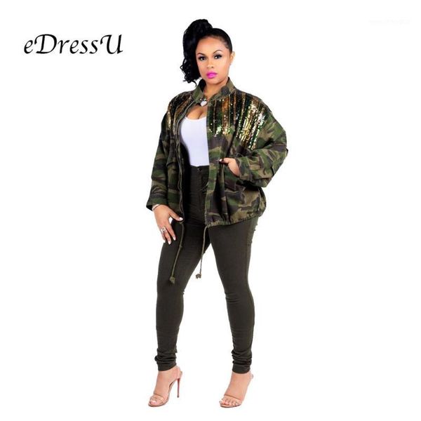 

women's jackets 2021 women camouflage jacket splicing glitter coat eye-catching casual daily sparkle glam striped nightclub party wear, Black;brown