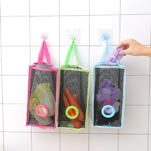 

hanging type storage bag permeable grid kitchen garbage bags green blue shopping storages articles eco friendly 5 6rl l1