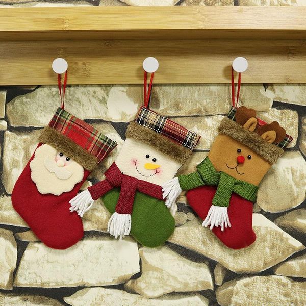 

christmas decorations santa snowman socks children candy gift bag pendant1