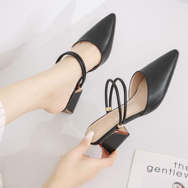 

women shoes middle sandals skirts sophisticated style chunky heel sandal gladiator sandals women height increasing 4.5cm, Black