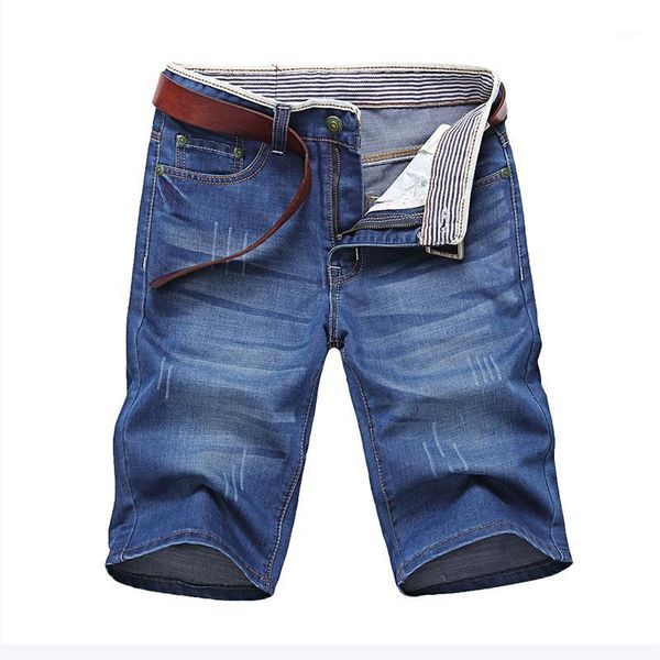 

2020 new fashion men's casual straight jeans brand clothing bermuda summer cotton shorts breathable denim shorts male size 381, Blue