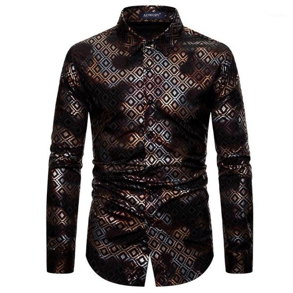 

mens ethnic style vintage printing slim long sleeve dress shirt unique design shirts for men casual social shirts1, White;black