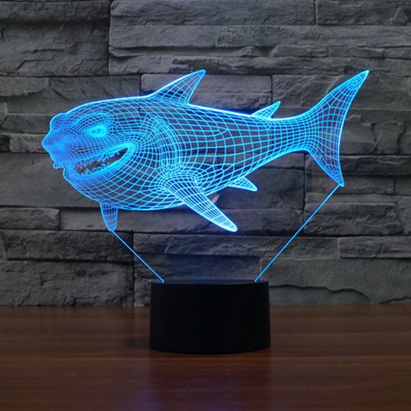

2021 new 7 colors changing shark lamps 3d touch night light children snnw