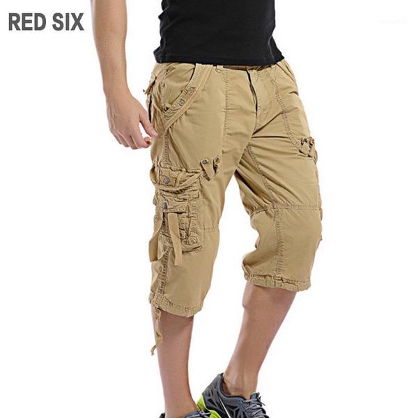 

men's shorts red six summer pocket decorate mens casual cargo men loose work trousers plus size 29-38 l1841, White;black