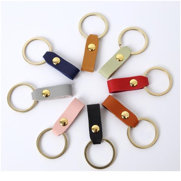 

8 bright colors pu artificial leather keychain cute gift female pu wallet keychains key rope leather key chain creative jllbew