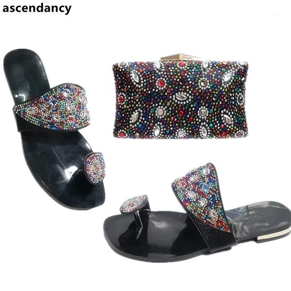 

black color italian shoes with matching bag set decorated with rhinestone nigerian shoes and matching bags african and bag1
