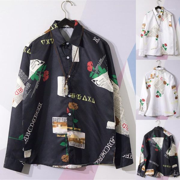 

mens beach hawaiian shirts summer fashion shirts casual printing long-sleeve blouse cotton casual floral #g401, White;black