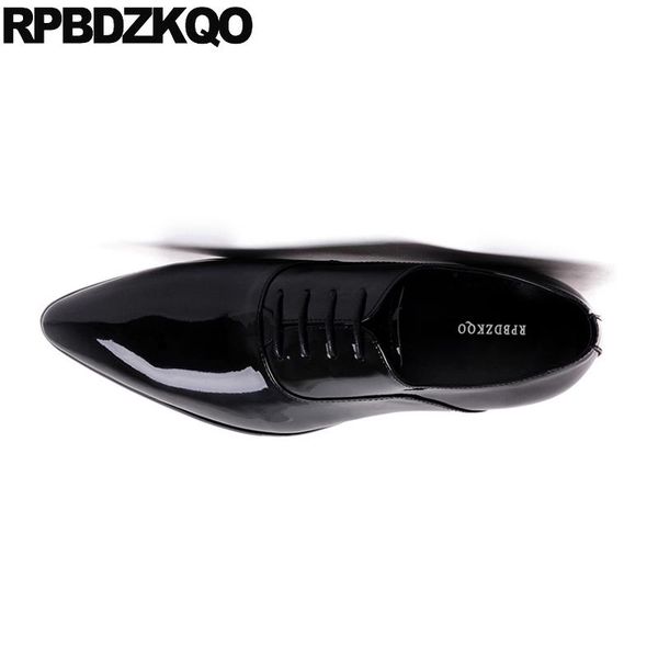 

официальный британский стиль европейский натуральная кожа мужчины черный патентный платье обувь италия oxfords итальянский pointy toe real з, Black