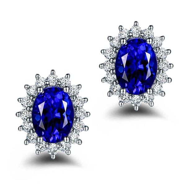 

stud diana kate fashion copper women zircon crystal earrings british royal woman jewelry rose gold red gems zircons, Golden;silver