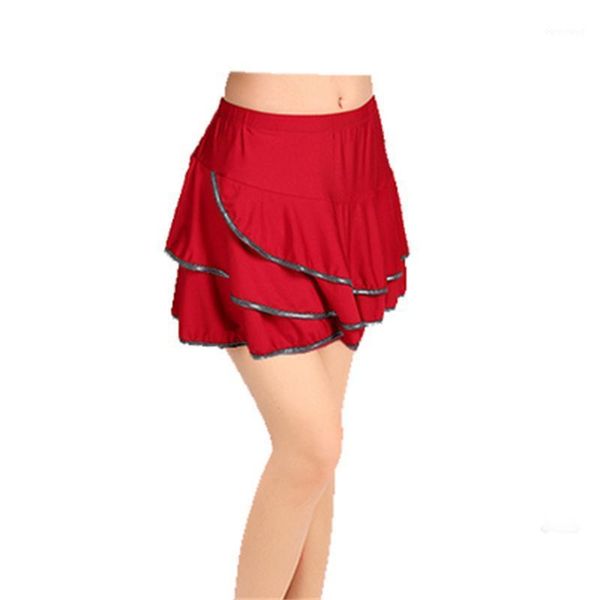 

spring and autumn new women's large size latin skirt pleated skirt1, Black;red