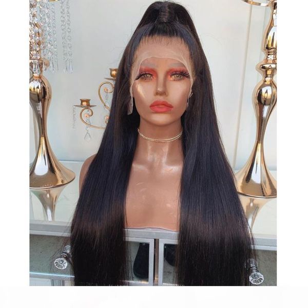 

deep part high ponytail silky straight 360 lace frontal human hair wigs natural hairline pre plucked 180density full lace wigs, Black;brown
