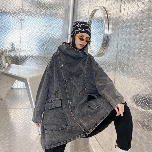 

quality denim coat 2020 new fashion ins spring and autumn fried street large loose bf tooling jacket factory direct sales1, Black;brown
