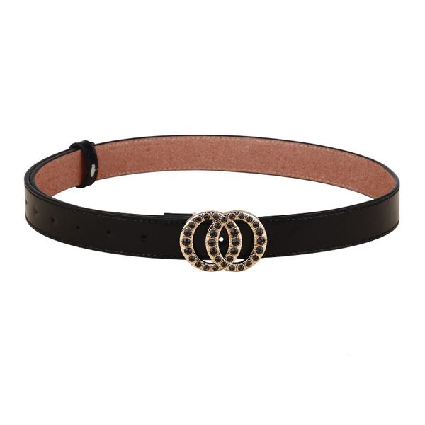 

new arrivals time-limited designers korean-style chic and unique smooth buckle leather belt womens double o belt diamond jeans ing, Black;brown
