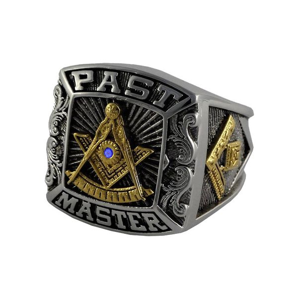 

gold rings 316l stainless steel punk style mens mason ring, Silver