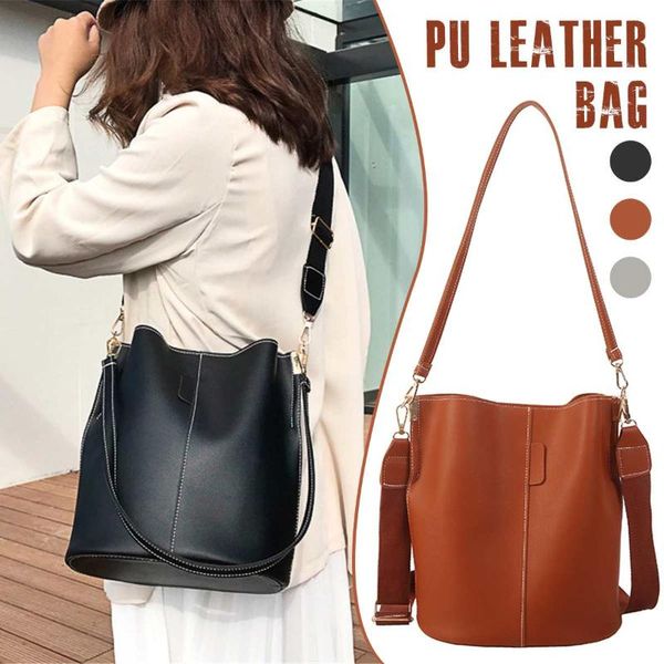 

osmond solid color shoulder bag for women pu leather crossbody bag lady korea causal handbag female large capacity bucket
