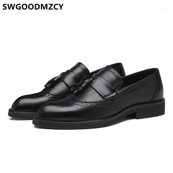 

tassel shoes men formal loafers men wedding dress shoes leather dress coiffeur official for evening buty meskie1, Black