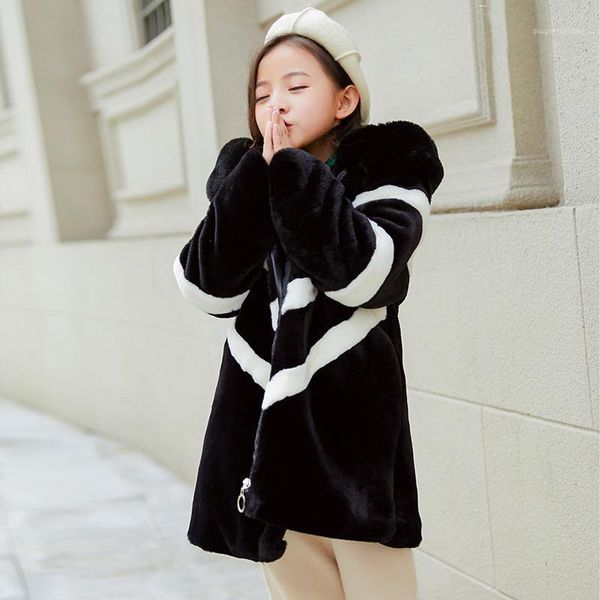 

2020 girls winter long black and pink fur coat warm coat1, Blue;gray