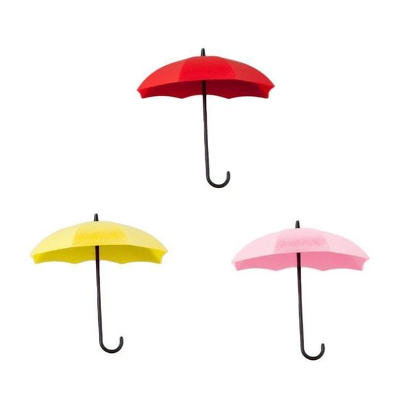 

3pcs umbrella shape hook wall adhesive-nail hook clothes hanger hook home key bathroom kitchen sticky rack jllvax