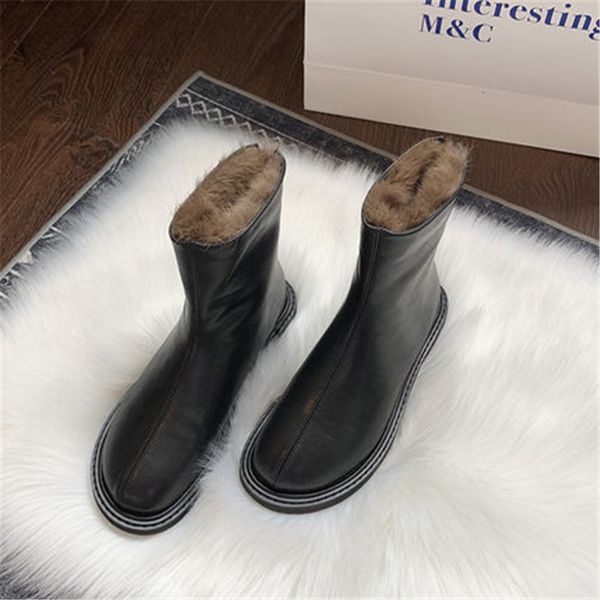 

winter 2021 new back keep snow boots plutonium leather women's shoes black red wine that 35-39 mkkw